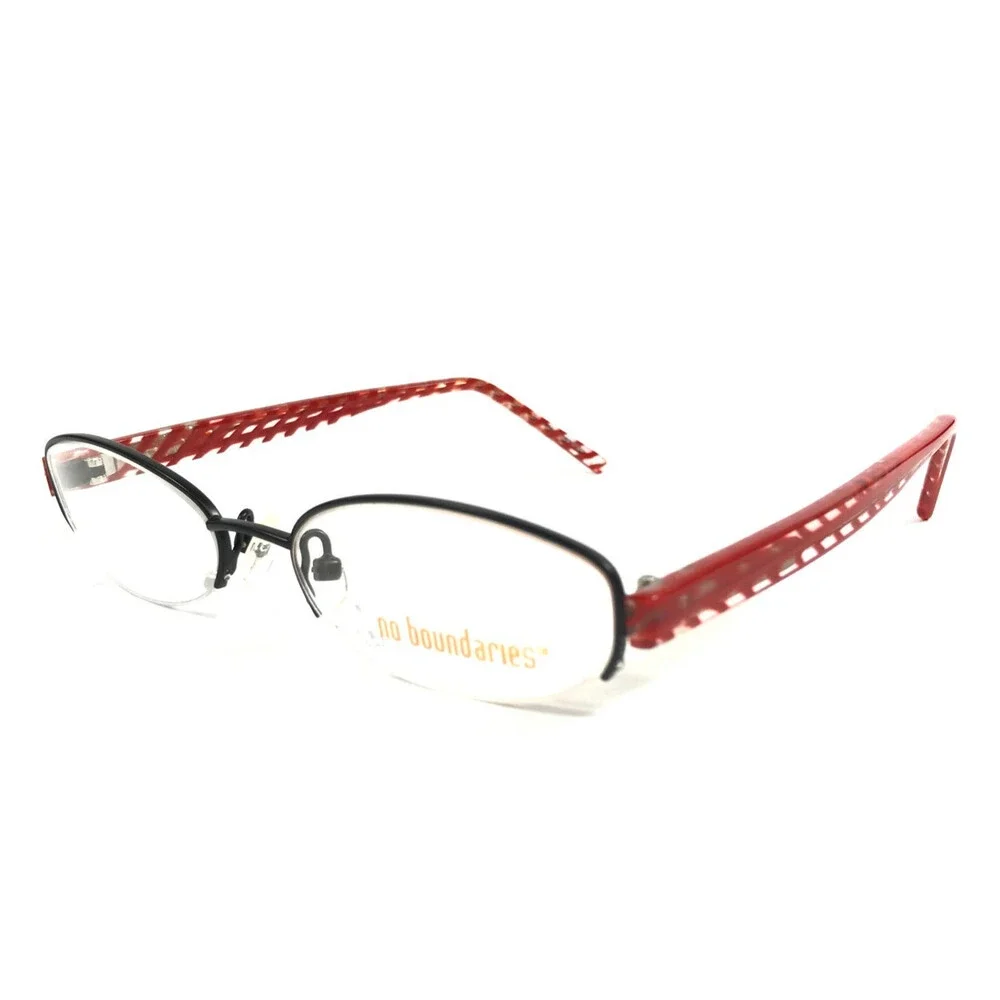 No Boundaries Petite Eyeglasses Frames Daisy BKR Black Red Oval 49-17-135